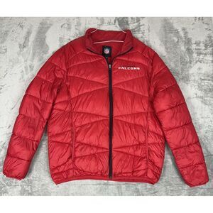NFL Football Mens 2XL Red‎ Atlanta Falcons Quilted Puffer Jacket Coat